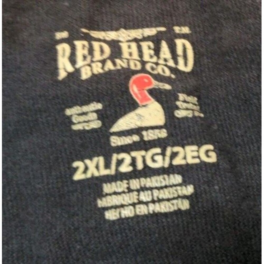 Redhead Long Sleeve Outdoors T Shirt Men's Size 2XL Ringer Neck Charcoal Cotton - Picture 4 of 5